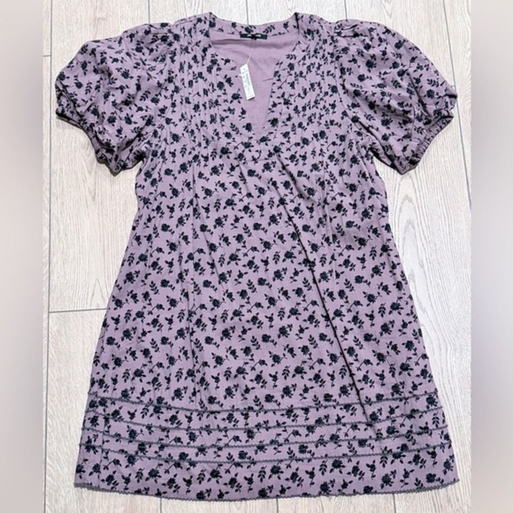 Madewell Tillie Purple Floral Mini Dress Puff Sleeve M Medium NEW NWT Lilac